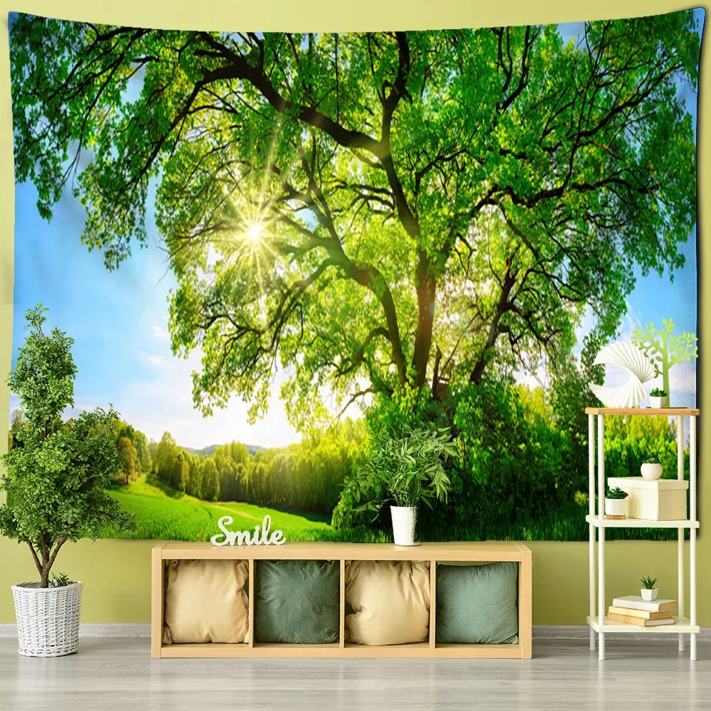 Sunlit woodland tapestry from the Of Moss & Moon Forest Collection