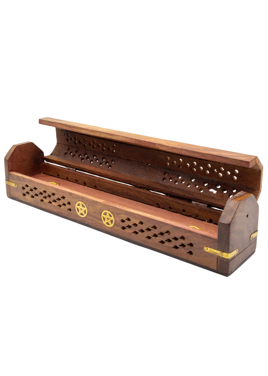 Pentacle Coffin Incense Burner | Brass Inlay