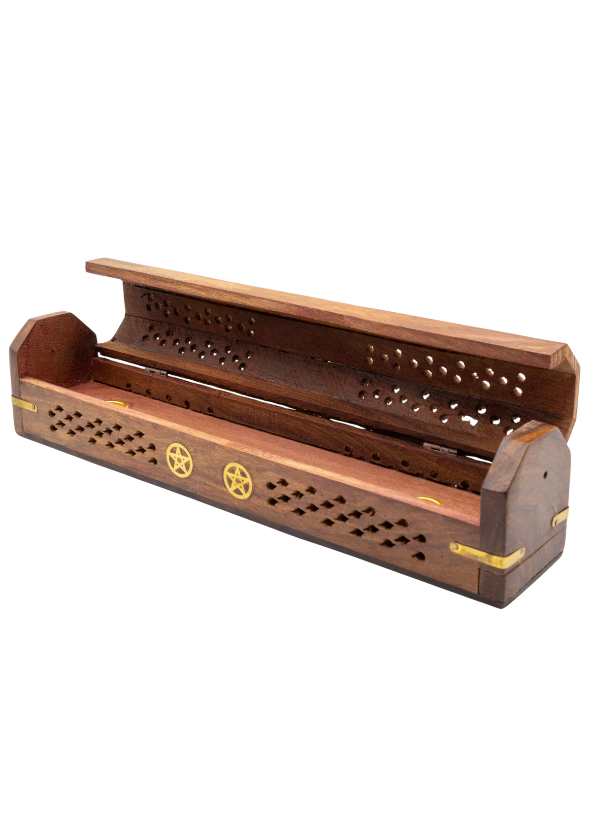 Pentacle Coffin Incense Burner | Brass Inlay