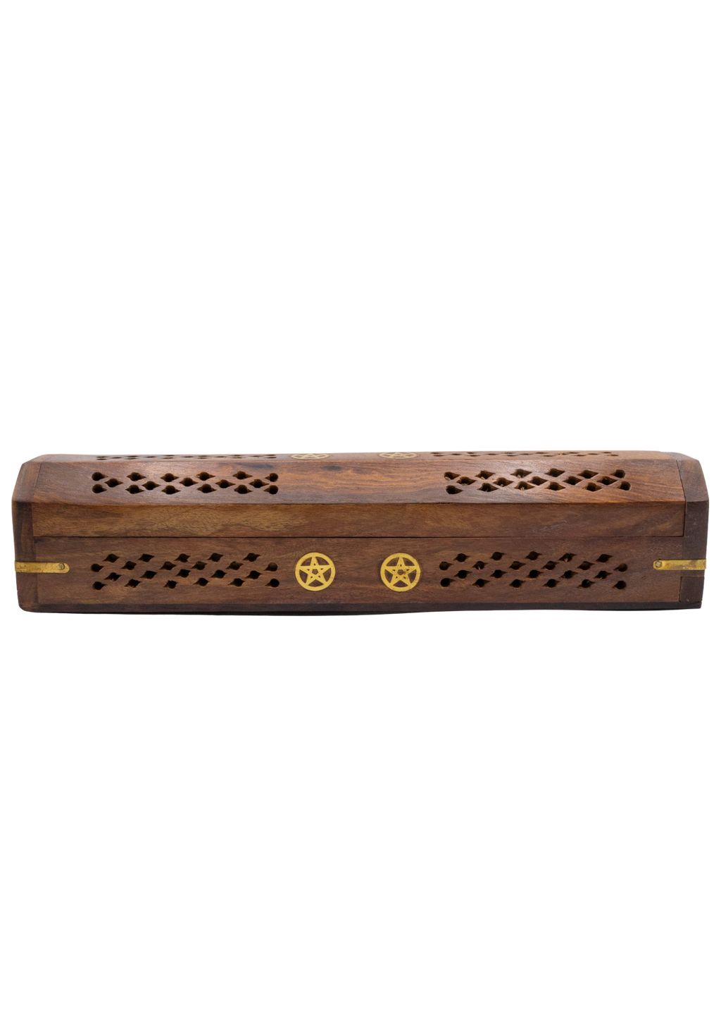 Pentacle Coffin Incense Burner | Brass Inlay