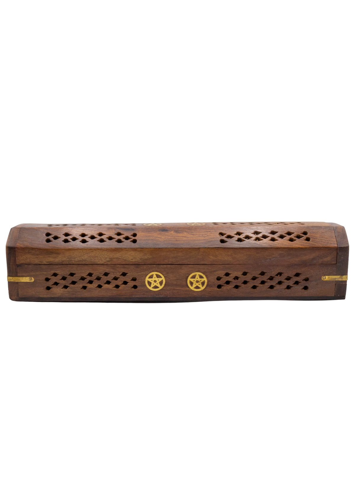 Pentacle Coffin Incense Burner | Brass Inlay