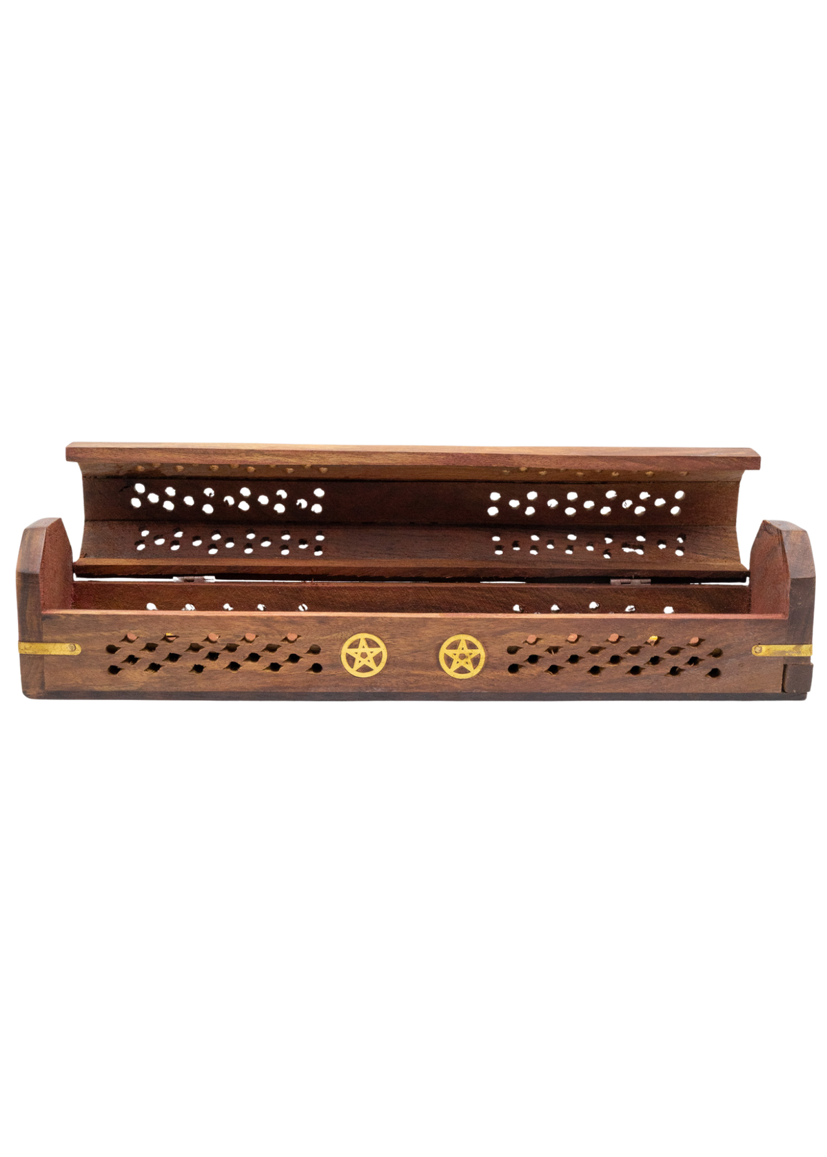 Pentacle Coffin Incense Burner | Brass Inlay