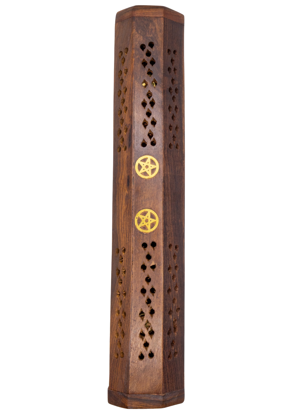 Pentacle Coffin Incense Burner | Brass Inlay