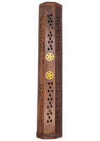 Pentacle Coffin Incense Burner | Brass Inlay