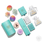 Conscious Items gift packaging, cards, pouches, and accessories included with the lamp